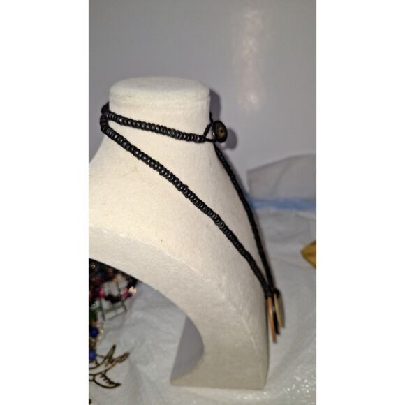 African Motif Wooden Beaded Women's Necklace Tribal Layered Pendant Exotic - Picture 8 of 10